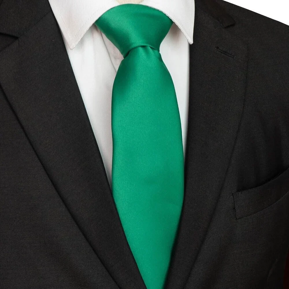 Men's Green Solid Pure Color Imported Polyester Formal Neck Ties